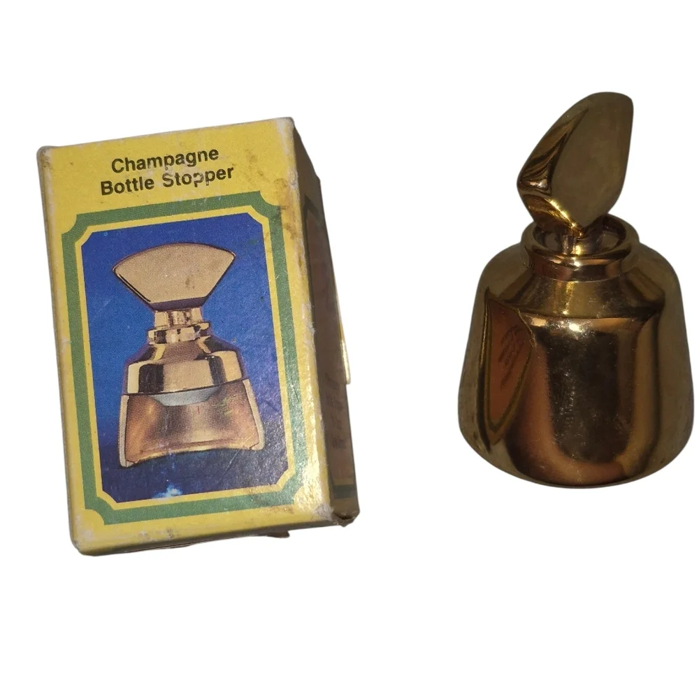 Vintage 24 Carat Gold Plate Champagne Wine Bottle Stopper In Original Box New